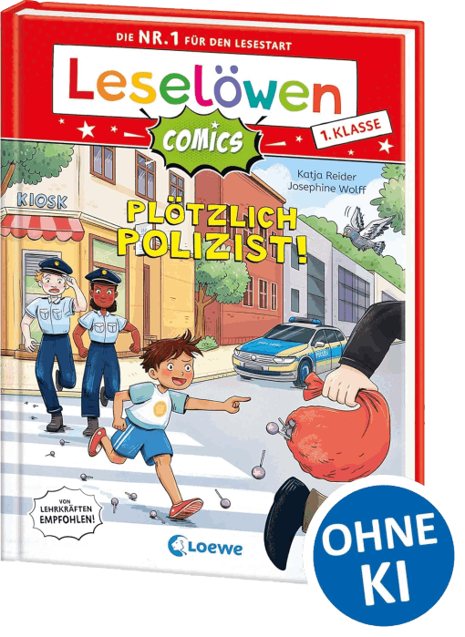Leselöwen Comics 1. Klasse - Plötzlich Polizist!: Die Nr. 1 für den Lesestart als Comic-Buch! - Mit Leselernschrift ABeZeh - Erstlesebuch für Kinder ab 6 Jahren